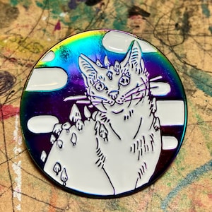 Mushroom Cat Rainbow Metal Enamel Pin