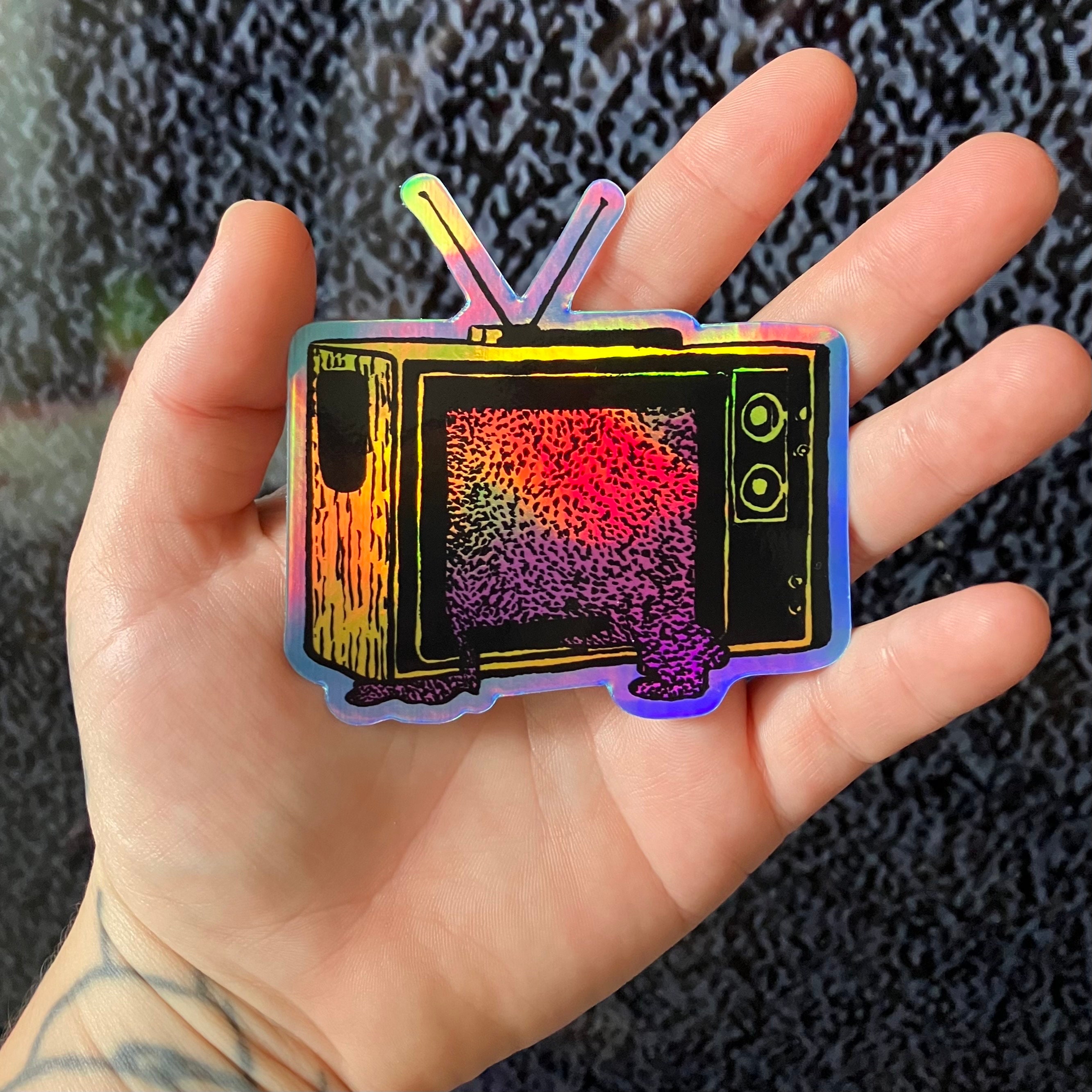 Holographic Melting Static TV Sticker - Etsy
