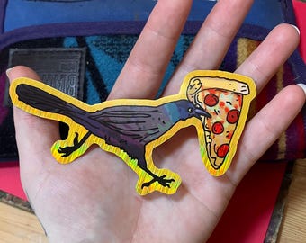 Warp Speed Holographic Pizza Bird Sticker