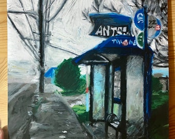 PDX Trimet 72 Bus Stop Pastel Drawing