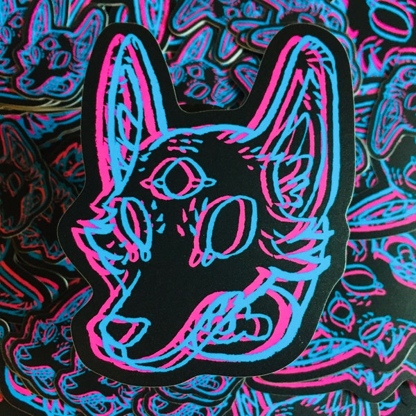 3D Space Coyote Sticker