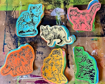 Mushroom Cats Stickers 6-Pack