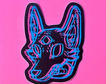 3D Space Coyote Sticker