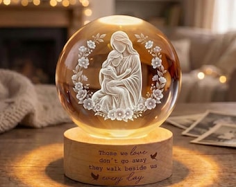 Moeder en kind Memorial kristallen bol lamp, sympathie cadeau, verlies van moeder vader kind, aangepast herdenkingsnachtlampje, in Loving Memory cadeau