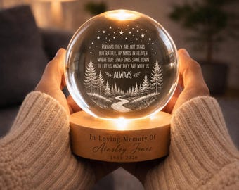 Quizás no sean estrellas. Bola de cristal conmemorativa personalizada con luz nocturna LED, regalo de condolencia por la pérdida de un ser querido, regalo de duelo.