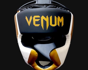 Venum Leather Head Guard, Professional Boxing MMA Headgear, Customizable Training Protection