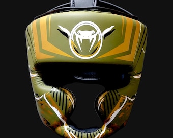 Venum Leather Head Guard, Professional Boxing MMA Headgear, Customizable Training Protection