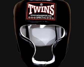 Twins Rindsleder Kopfschutz, Professioneller Boxen MMA Kopfschutz, Anpassbarer Trainingsschutz