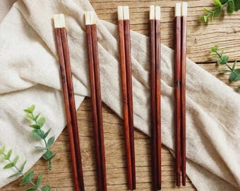 Rosewood Chopsticks 25cm, Shell Inlay Wooden Chopsticks, Elegant Dining Utensils, Healthy Kitchen Gift
