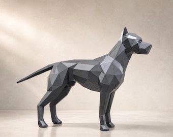 Escultura de Pitbull de metal de lujo, estatua geométrica de perro guardián para garaje, entrada, decoración de cueva de hombre y para amantes de los perros.