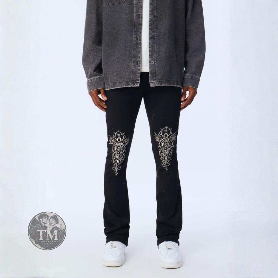 Destroy Широкие Flare Jeans】swag Y2K opium