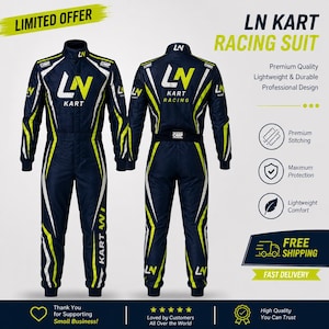 LN Kart Racing Suit, CIK/FIA Level 2 Approved Go Kart Suit, Karting Overall for Kids & Adults