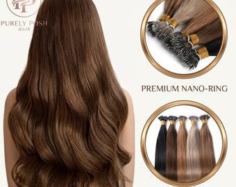 Straight Nano Ring Human Hair Extensions 50PCS | Brazilian Remy Microlink Hair | Keratin Fusion Nano Bead Hair Extensions for Women.