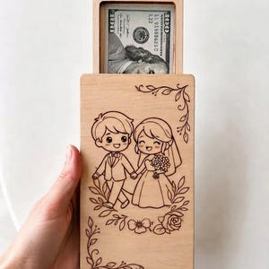 6 Laser-Cut Designs | Wedding Money Holder Bundle  | SVG Money Envelope with marriage Message | Floral Money Gift Box Laser-Cut File |