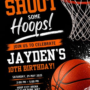Basketball Birthday Invitation, Editable Sports Party Template (Digital Download)