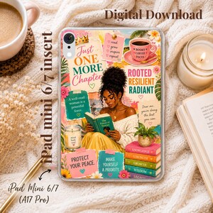 Book Lover iPad Insert für iPad Mini 6 oder 7, iPad Case Insert für ästhetische Lese, Motivational Bookish Decor, Black Girl Reader Art