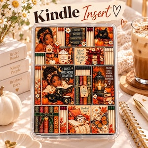 Kindle Paperwhite 2024用挿入物：秋の読書コラージュ（デジタルダウンロード）
