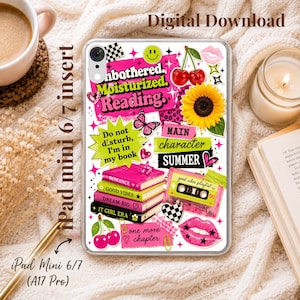 Y2K Summer Book Lover iPad Insert, iPad Mini Insert, Pink Collage Aesthetic, iPad Case Insert, Cute iPad Wallpaper, iPad Accessories