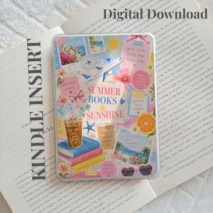 Inserto para Kindle "Libros de verano y sol", estética de lectura de viaje, inserto para funda Kindle "Lecturas de playa", decoración veraniega para amantes de los libros