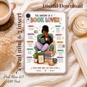 Black Girl iPad Insert, Book Lover iPad Mini Insert, Afrocentric iPad Case Insert, Cozy Reading iPad Aesthetic, iPad Accessories