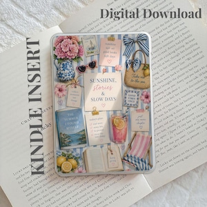Coastal Summer Bookish Kindle Insert, Kindle Insert, Kindle Case Insert, Beach Bookish Decor, Kindle Accessories, Printable Insert
