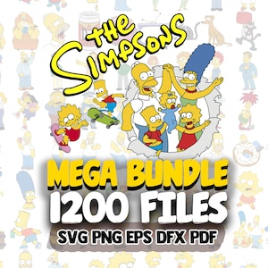 Simpsons Png Svg Bundle, Simpsons Cut-filer för Cricut Silhouette, Homer, Bart, Marge och mer, Simpsons Clipart-filer, sublimering
