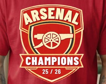 Arsenal Champions 25/26 T-shirt | Football Club Crest Tee Premier