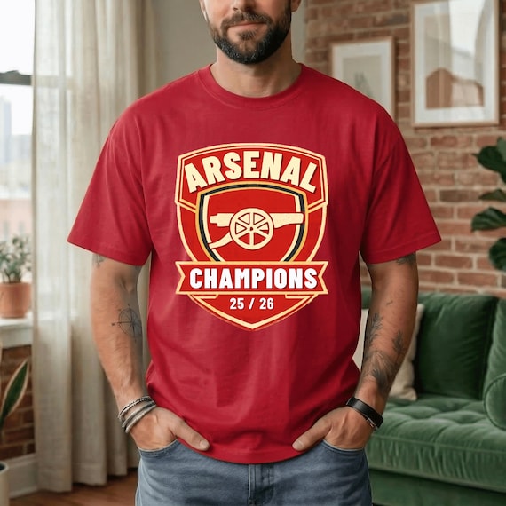 Arsenal Champions 25/26 T-shirt | Football Club Crest Tee Premier