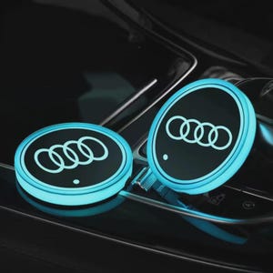 Audi LED Cup Holder Lights – 7 Color Ambient Car Coasters, USB Rechargeable Interior Accessory