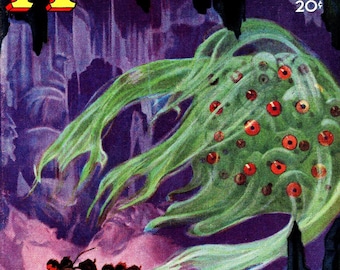 Op de Bergen der Waanzin, Vintage stripcoverposter, Verbluffende Verhalen, Lovecraft, 33 x 48 cm (234)