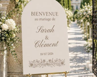 Panneau bienvenue mariage personnalisé | Affiche mariage arche élégante | Welcome sign mariage chic | Décoration mariage luxe