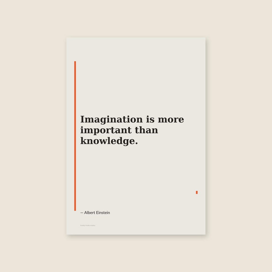 Albert Einstein Quote Poster | Imagination Over Knowledge | Bold ...