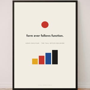 Poster con citazione di Louis Sullivan / "La forma segue sempre la funzione" / Arte murale Bauhaus / Regalo per architetti