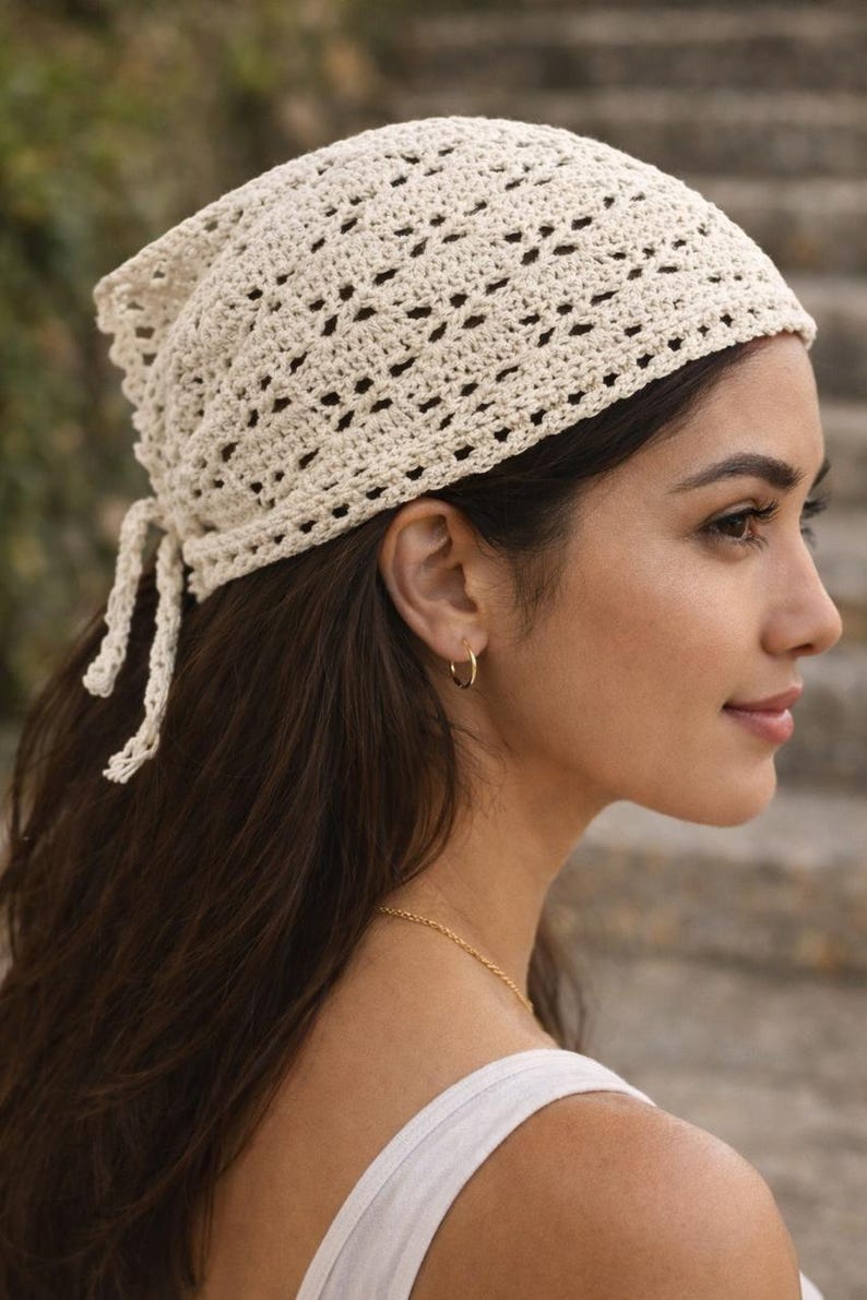 diamond-lace-crochet-bandana-pattern-lightweight-mesh-head-scarf