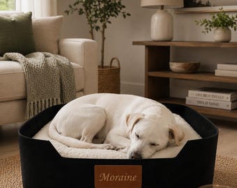 Personalized Felt Dog Cat Bed, Washable Plush Pet Cushion Sleeping Nest