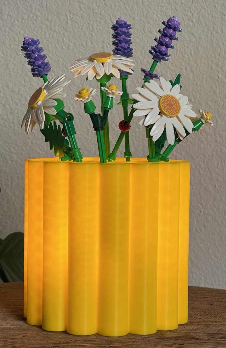 Brick Built Floral Vase with Lid - 3D Printed Vase for Brick Built Botanicals - Brick Flower Arrangement Home Decor