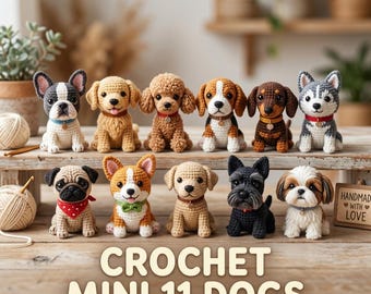 Mini Crochet Dog Plush | Handmade Puppy Amigurumi | Cute Kawaii Pocket | Puppy Toy Gift for Dog Lovers | Kids Nursery Decor