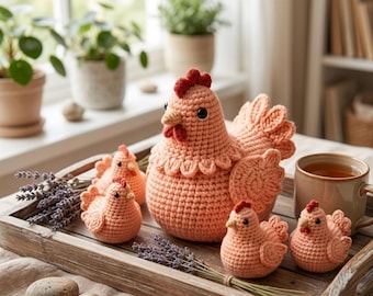 Crochet Chicken Amigurumi Pattern, Farmhouse Hen Tutorial (PDF)