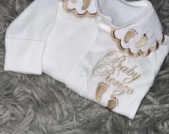 Personalisierte Unisex Baby Footprint Schlafanzug