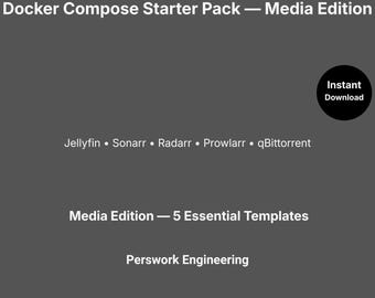 Docker Compose Starter Pack — Media Edition (5 YAML-mallar för Jellyfin, Sonarr, Radarr, Prowlarr, qBittorrent)