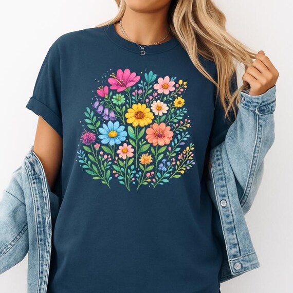 Wildflower Bouquet Shirt, Floral Garden Tee, Botanical Bloom Tshirt, Cottagecore Flower Shirt, Colorful Floral Tee, Nature Lover Tee
