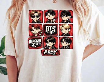 BTS Shirt, Bangtan Boys Tee, Kpop Gift Shirt, Idol Fan Tshirt, Korean Music Tee, Cute Chibi Shirt, Concert Outfit Tee, ARMY Lover Gift Shirt