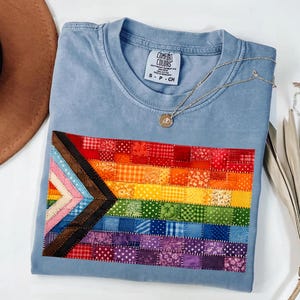 Patchwork Pride Shirt, LGBTQ Progress Flag Tee, Rainbow Equality Shirt, Queer Ally Gift Tee, Inclusive Support Shirt, Pride Patchwork Tshirt