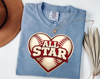 Baseball All Star Shirt, Softball Lover Tee, Game Day Shirt, Sports Fan Tee, Baseball Heart Shirt, Gift For Player Tshirt, SoftBall Mom Tee