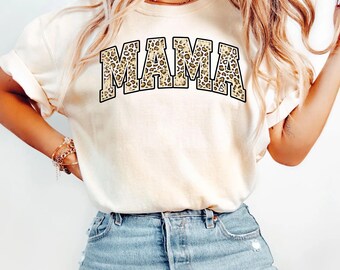 Comfort Colors® Mama Leopard Print Shirt, Mama Gift Tee, Motherhood Shirt, Trendy Mom Tee, Leopard Mama Tshirt, Cute Gift Shirt, Womens Tee