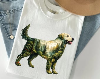 Forest Dog Shirt, Nature Labrador Tee, Woodland Puppy Tshirt, Mountain Canine Gift Shirt, Evergreen Pet Tee, Rustic Dog Animal Hiking Tshirt