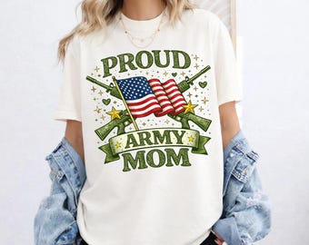 Comfort Colors® Proud Army Mom Shirt, Military Mom Tee, Patriotic Gift Tshirt, Veteran Support Tee, USA Flag Mom Shirt, Camo Mama Tee