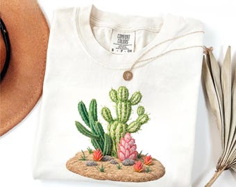 Comfort Colors® Desert Cactus Shirt, Western Boho Tee, Southwestern Gift Shirt, Arizona Cactus Tshirt, Succulent Lover Tee, Nature Art Tee