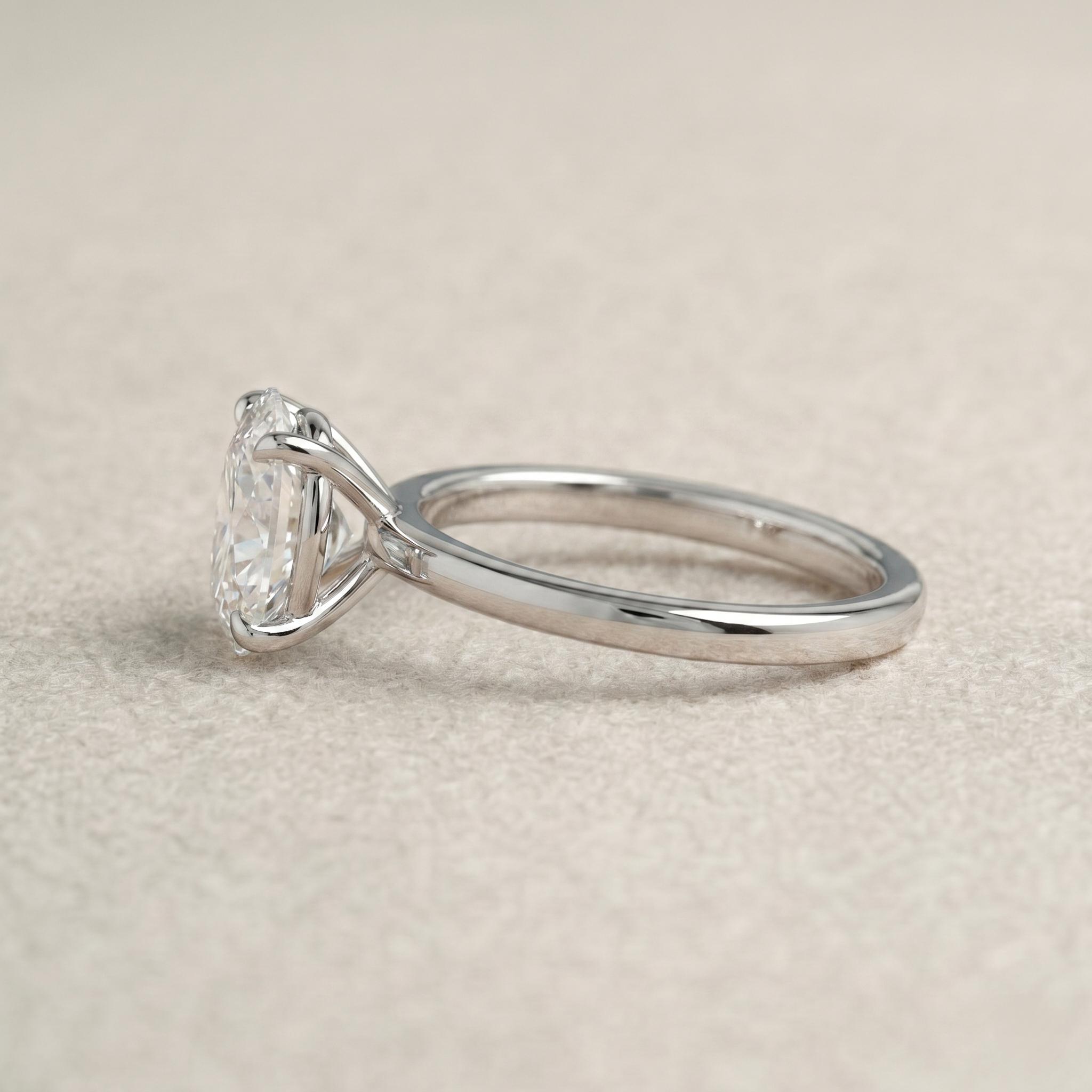 Oval Lab Grown Diamond Engagement Ring, 14K White Gold Solitaire ...