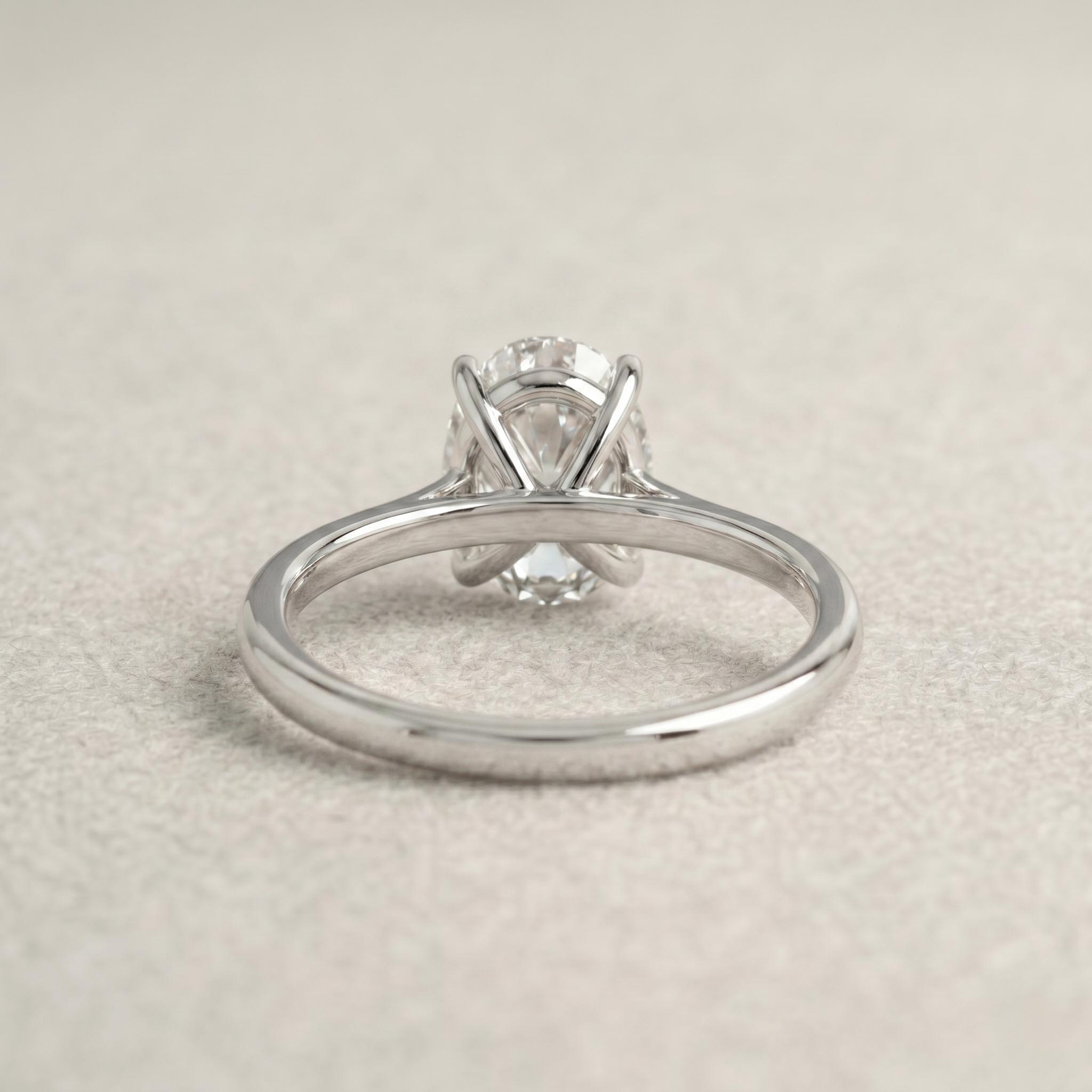 Oval Lab Grown Diamond Engagement Ring, 14K White Gold Solitaire ...